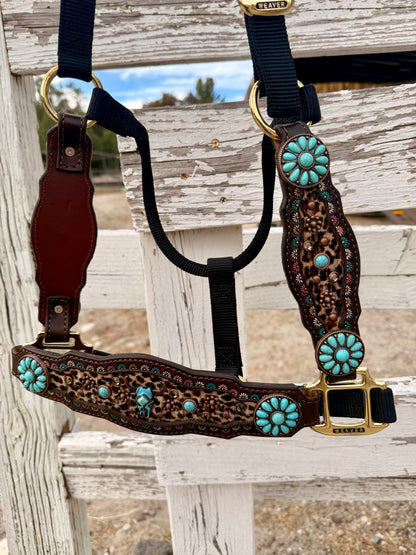 Leopard and Turquoise Halter