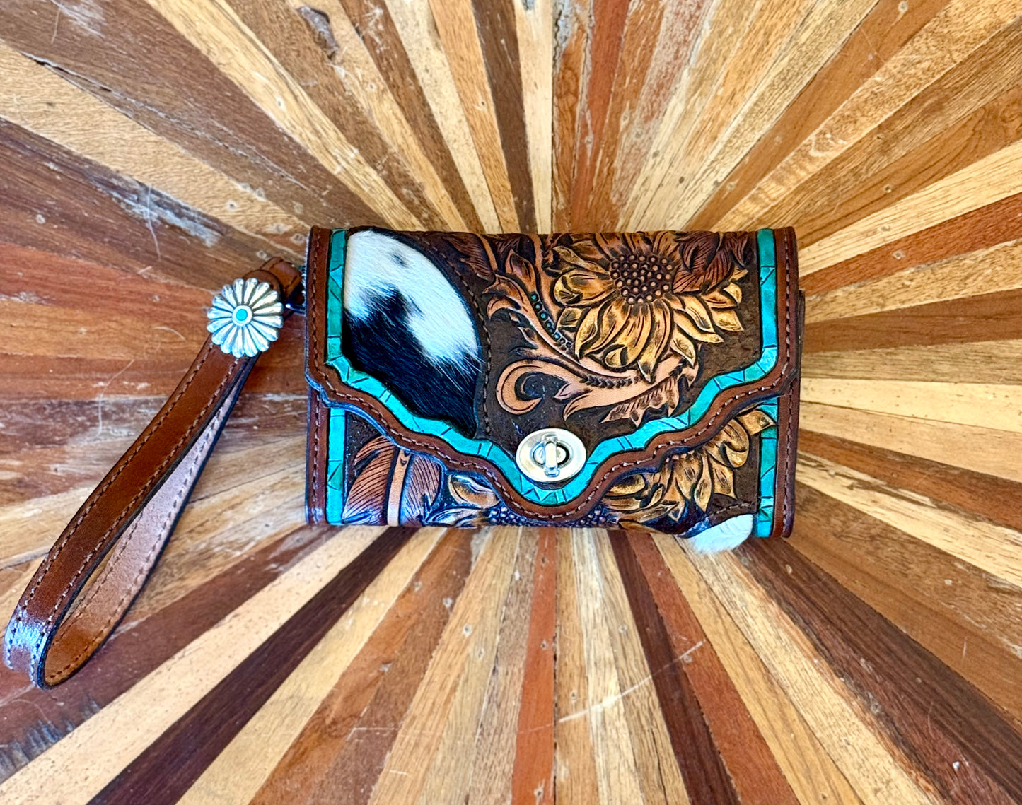 Sunflower and Cowhide Wallet