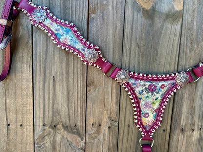 Metallic Floral Plum Breast Collar