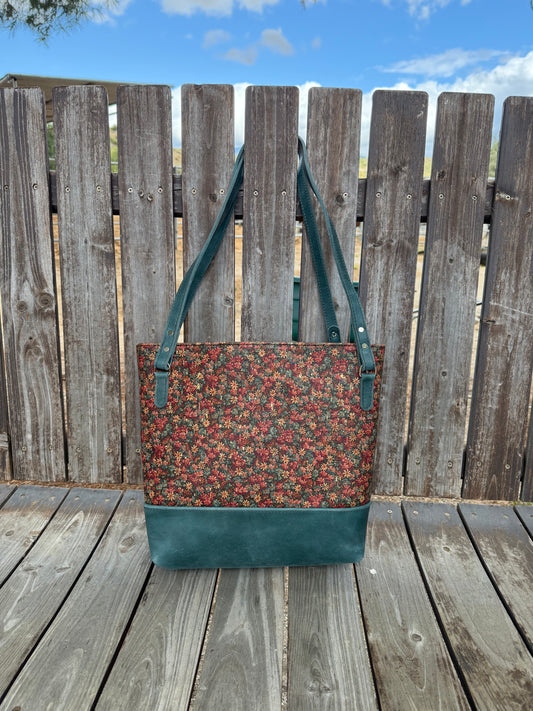 Teal Floral Tote