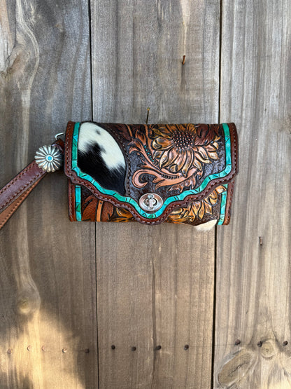 Sunflower and Cowhide Wallet