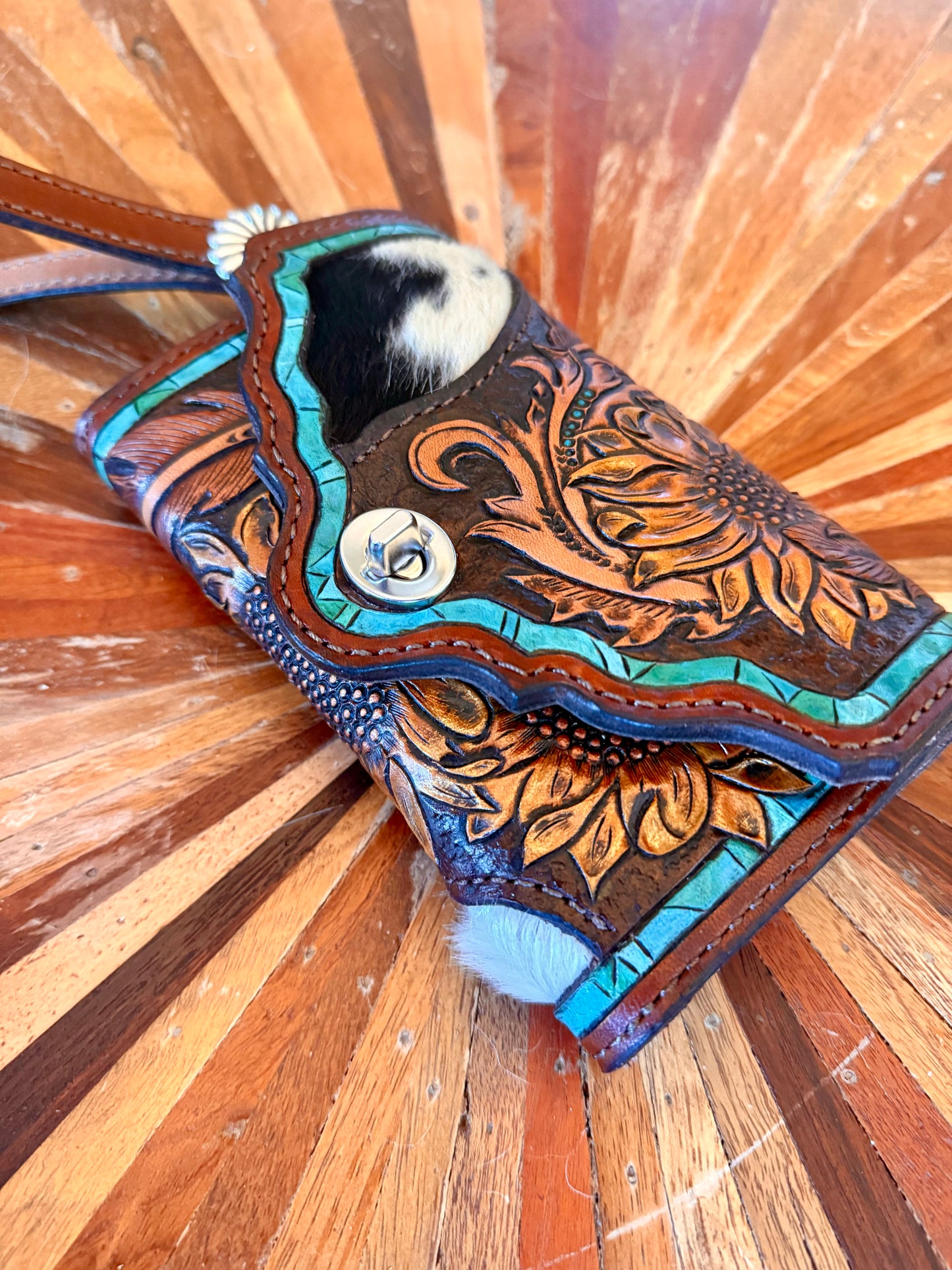 Sunflower and Cowhide Wallet