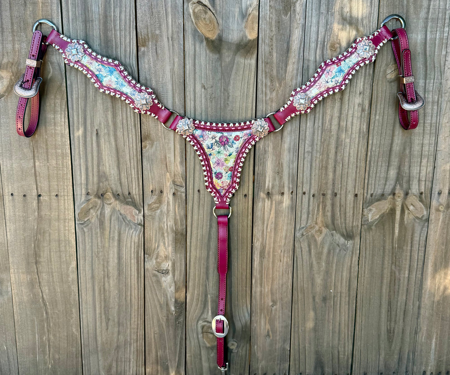 Metallic Floral Plum Breast Collar
