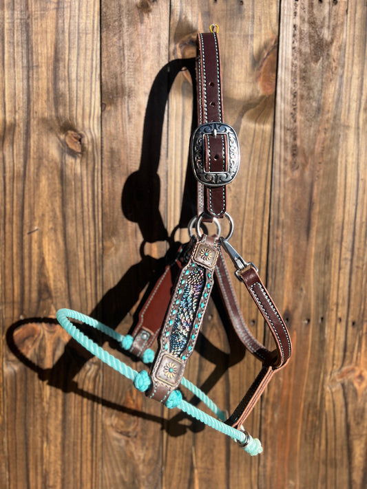 Turquoise Dragon Scale Lariat Halter