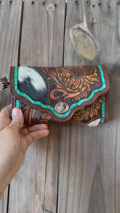 Sunflower and Cowhide Wallet