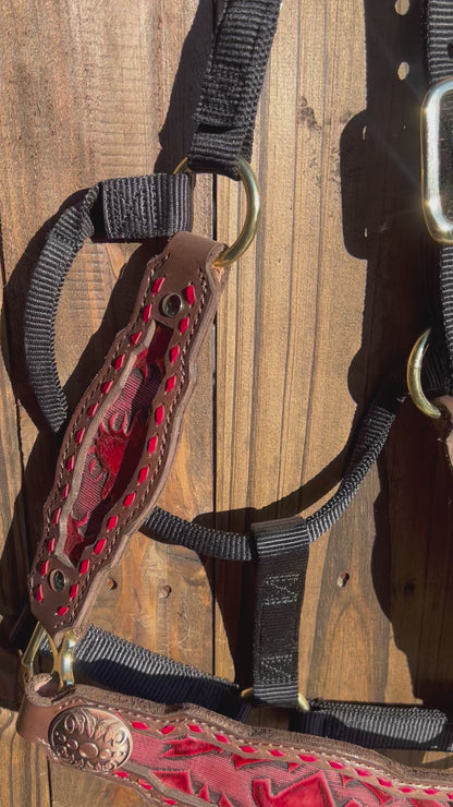 Red Bronc Halter with Cheek Pieces